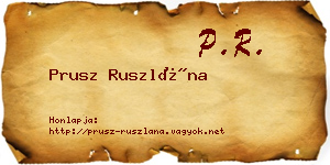 Prusz Ruszlána névjegykártya